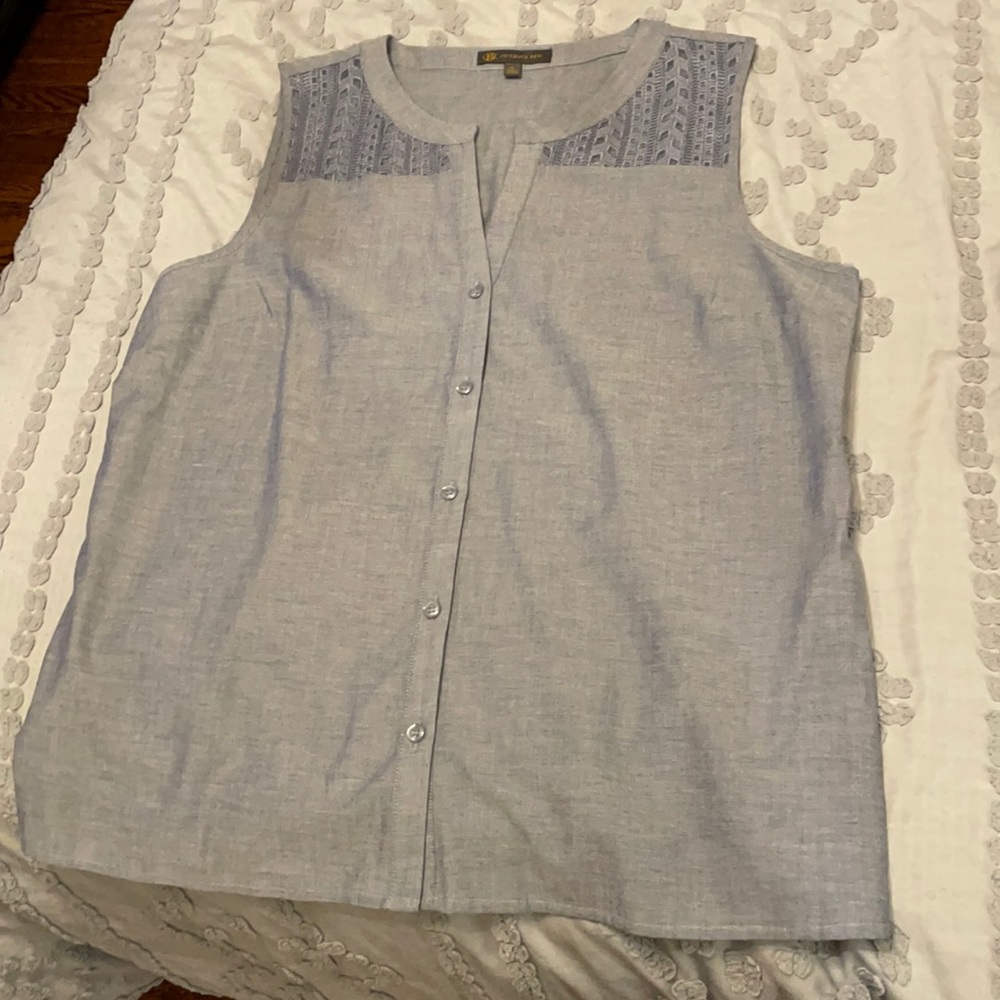 Outback Red chambray button down with top detail